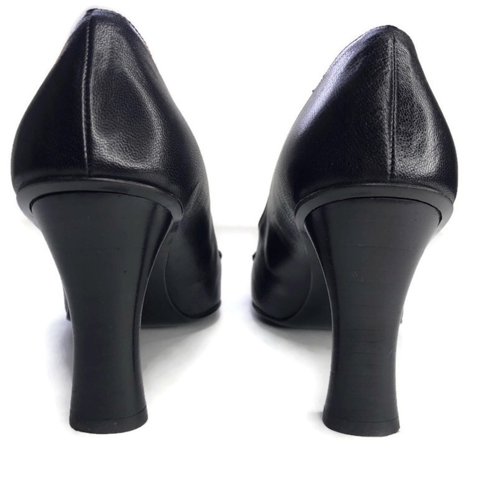 Vintage Escada Black Leather Heels Italy 36.5 6.5 - Picture 4 of 9